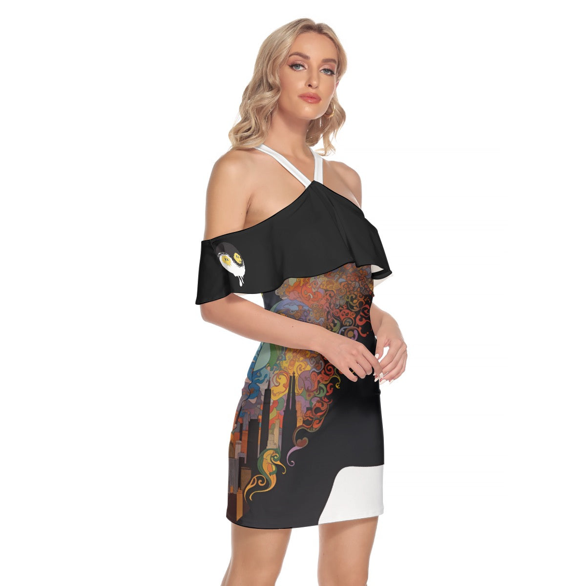 Trippy Cami Dress With Ruffle