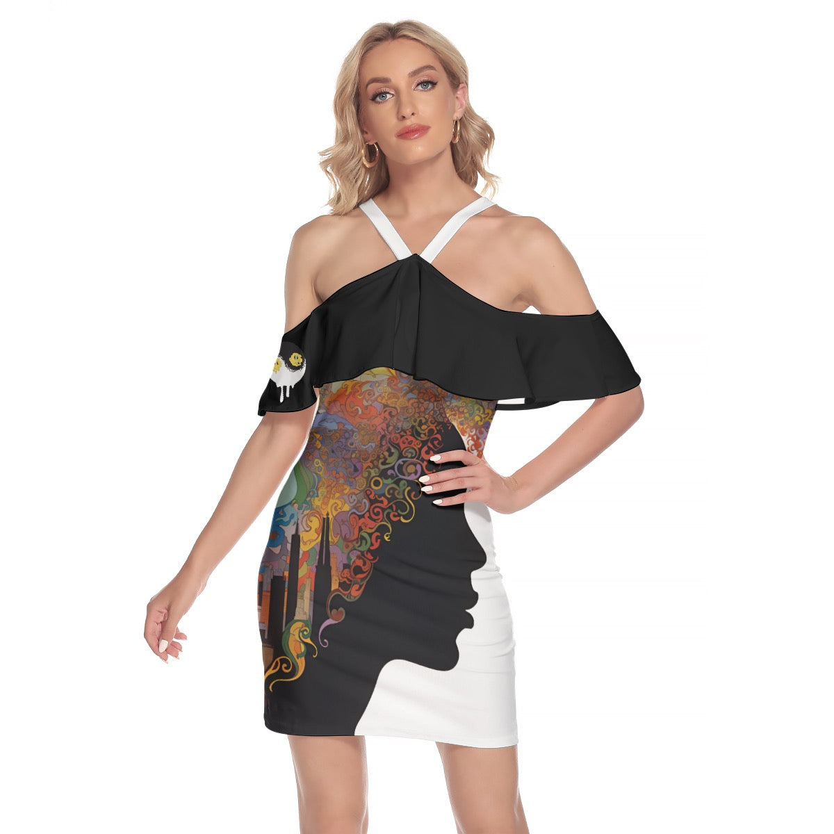 Trippy Cami Dress With Ruffle